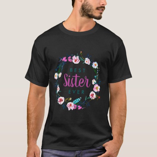 Boho Floral Wreath Sister Ever  Tシャツ (正面)