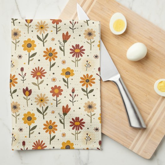 Boho Florals キッチンタオル (四つ折り)