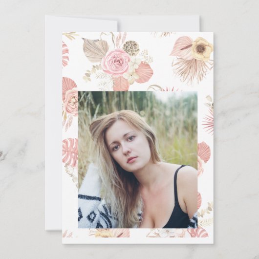 Boho Florals Personalized Sweet 16 Birthday 招待状 (裏面)