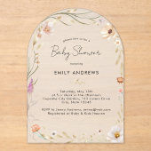 Boho Flower Baby Shower  アクリル招待状 (正面)