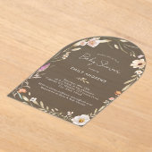 Boho Flower Baby Shower アクリル招待状 (レイダウン)