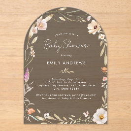 Boho Flower Baby Shower  アクリル招待状