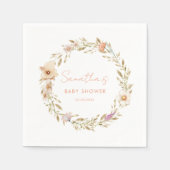 Boho Flower Baby Shower スタンダードカクテルナプキン (正面)