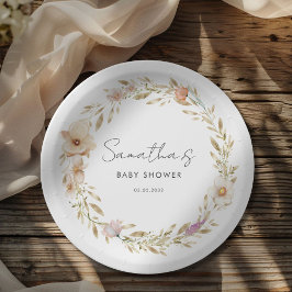 Boho Flower Baby Shower ペーパープレート