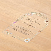 Boho Flower Baby Shower Acrylic アクリル招待状 (レイダウン)