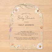 Boho Flower Baby Shower Acrylic アクリル招待状 (正面)