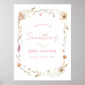 Boho Flower Baby Shower Welcome ポスター (正面)
