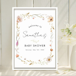 Boho Flower Baby Shower Welcome ポスター