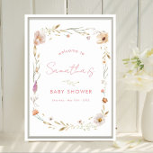 Boho Flower Baby Shower Welcome ポスター