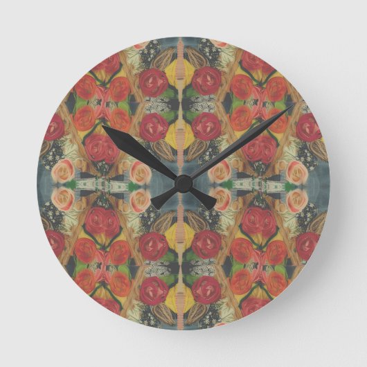 Boho flower designed clock ラウンド壁時計 (正面)