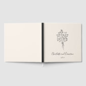 Boho Flower Line Art Drawing Custom Ivory Wedding  ゲストブック (全面)