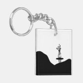 Boho Flower pot on table キーホルダー (正面左)