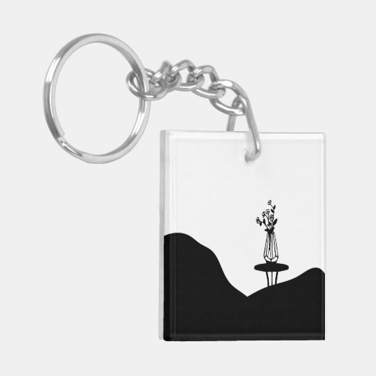 Boho Flower pot on table キーホルダー (正面左)