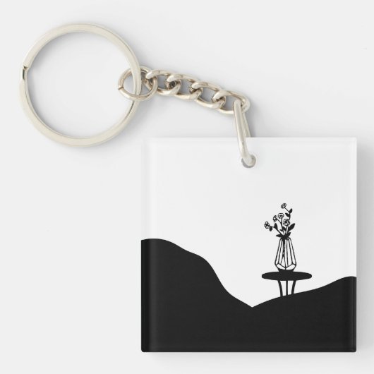 Boho Flower pot on table キーホルダー (正面)