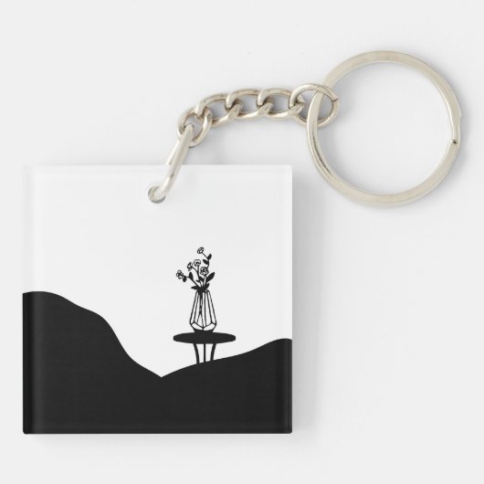 Boho Flower pot on table キーホルダー (裏面)