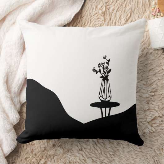 Boho Flower pot on table クッション (ブランケット)