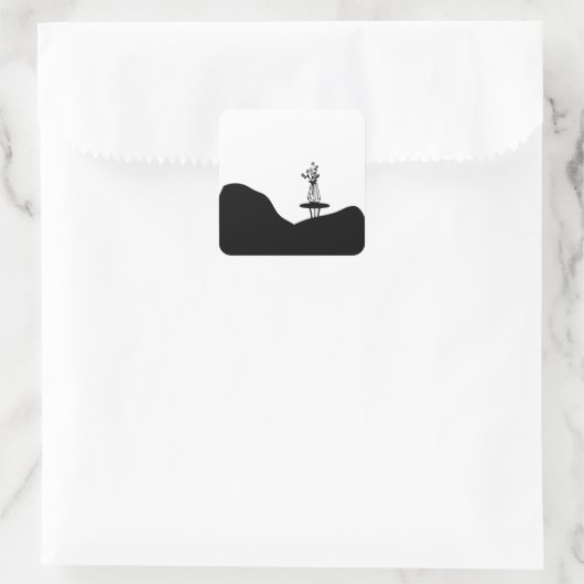 Boho Flower pot on table スクエアシール (バッグ)