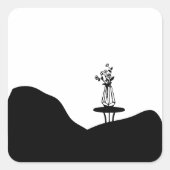 Boho Flower pot on table スクエアシール (正面)