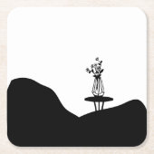 Boho Flower pot on table スクエアペーパーコースター (正面)