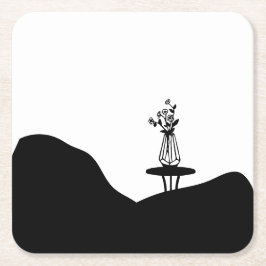 Boho Flower pot on table スクエアペーパーコースター