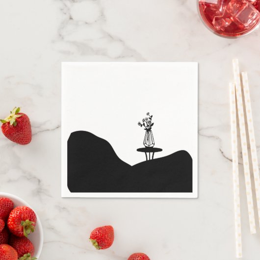 Boho Flower pot on table スタンダードカクテルナプキン (インサイチュ)