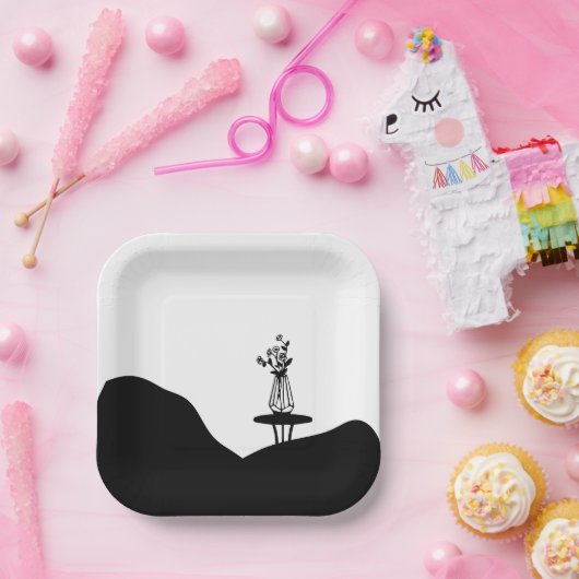 Boho Flower pot on table ペーパープレート (パーティー)