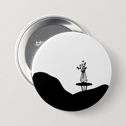 Boho Flower pot on table 缶バッジ (正面&裏面)