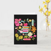 Boho Flower Teacher Book Apple Pencil Funny Back T カード (黄色い花)