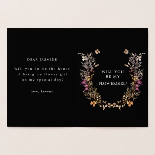 Boho Flower Will You Be My Flower Girl Card 箔カード (内部)