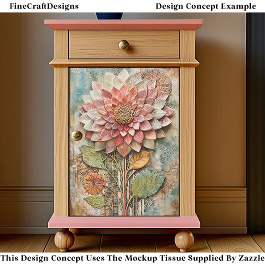 Boho Flower with Artisan Texture DZ9L Decoupage 薄葉紙