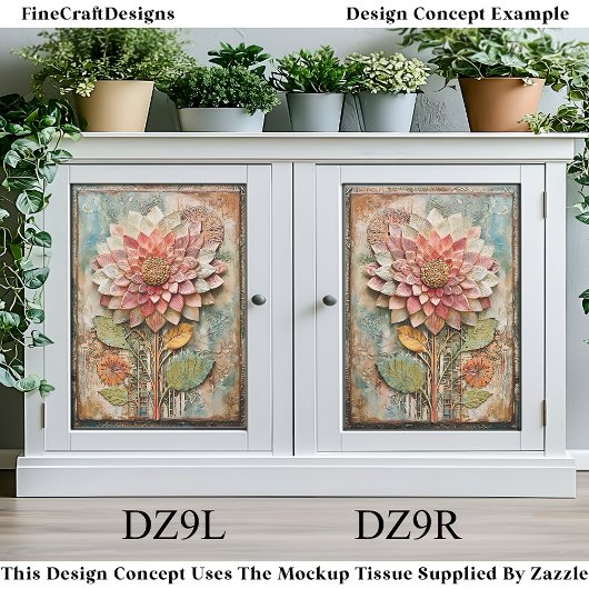 Boho Flower with Artisan Texture DZ9R Decoupage 薄葉紙