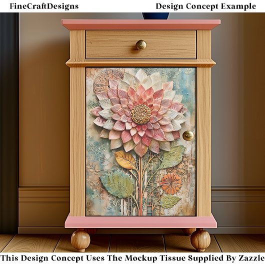 Boho Flower with Artisan Texture DZ9R Decoupage 薄葉紙