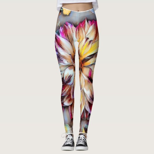 Boho Flower Yoga Pants レギンス (正面)