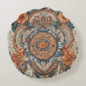 Boho Flowersアーモダントラウンドピロー ラウンドクッション (裏面)