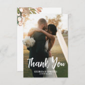Boho Flowersエレガント、写真 サンキューカード (正面/裏面)