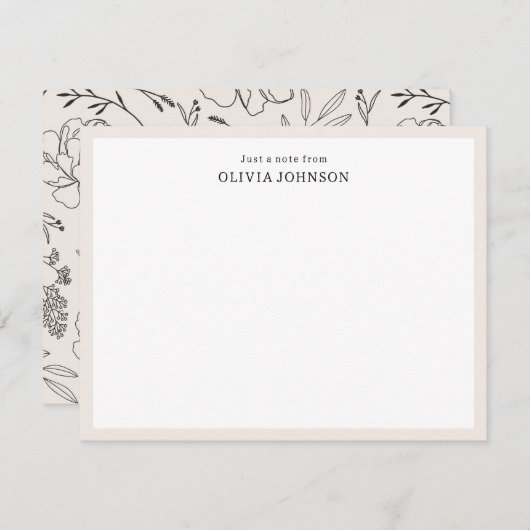 Boho Flowersノート縁どカードからのJust a Note ノートカード (正面/裏面)