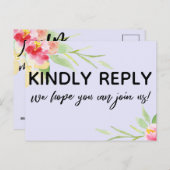 Boho Flowersメニュー選択RSVPラベンダーポストカード ポストカード (正面/裏面)