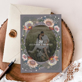 Boho Flowers写真Save the Date Card