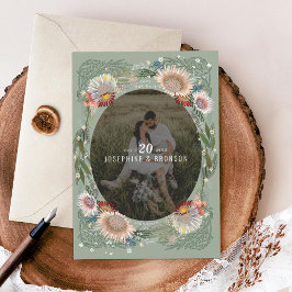 Boho Flowers写真Save the Date Card