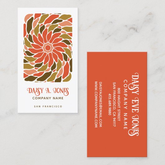 Boho Flowers名刺 名刺 (正面/裏面)