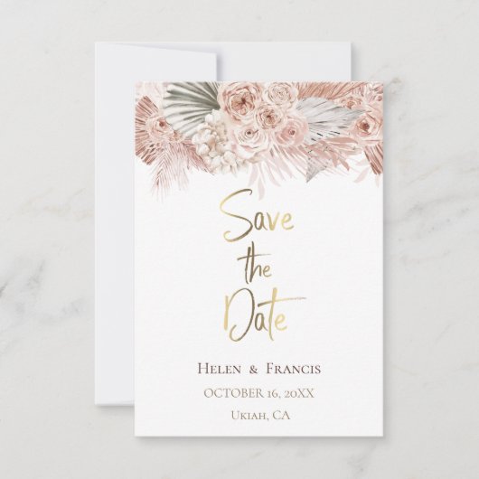 boho flowers日付を保存 招待状 (正面)