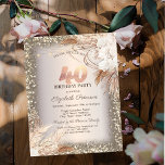 Boho Flowers，ライトグリッターフレーム40th Birthday 招待状<br><div class="desc">ストリングラモダンイトとボホの花とシックで華エレガントやかな招待状。</div>