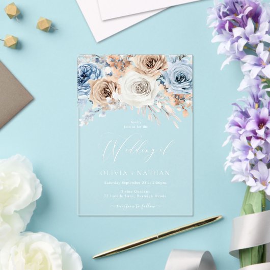 Boho Flowers 結婚's アクリル招待状 (インサイチュ (ウェディング))