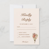 Boho Flowers 結婚's 出欠カード (正面)