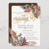 Boho Flowers 結婚's 招待状 (正面/裏面)