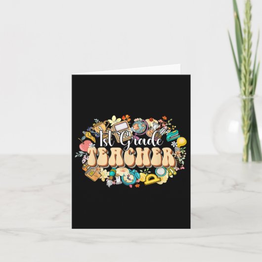 Boho Flowers 1st Grade Teacher Appreciation Back T カード (正面)