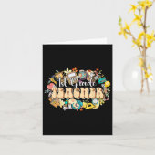 Boho Flowers 1st Grade Teacher Appreciation Back T カード (黄色い花)