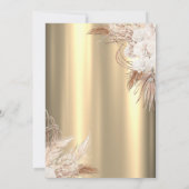 Boho Flowers,Champagne Glass Gold 80th Birthday 招待状 (裏面)