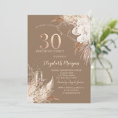 Boho Flowers,Champagne Glass,Terracotta 30th 招待状 (スタンド正面)