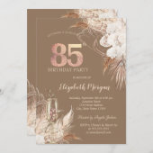 Boho Flowers,Champagne Glass,Terracotta 85th 招待状 (正面/裏面)